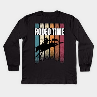 Rodeo Time Bareback Riding Western Cowboy Kids Long Sleeve T-Shirt